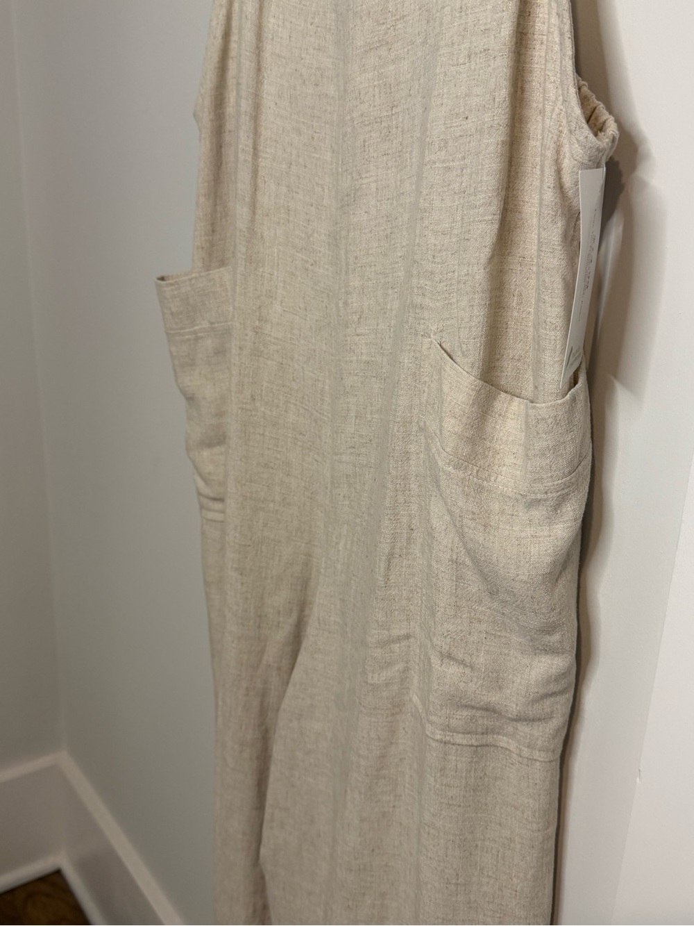 Ces femme Beige Linen-Blend Wide Leg Overalls - Picture 2 of 9